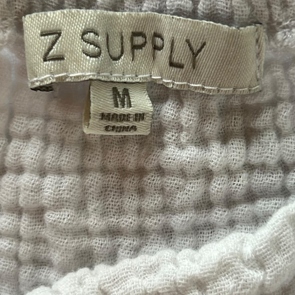 Z SUPPLY Cotton Gauze Square Neck Top | Medium | White | Coastal Resort Boho - Picture 7 of 10
